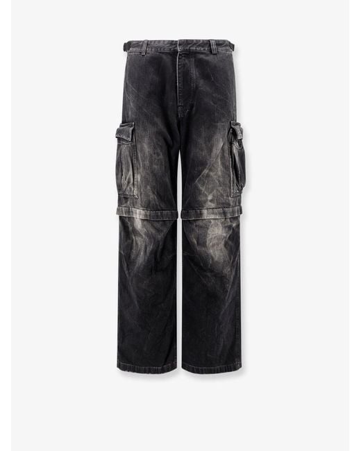 Balenciaga Black Cargo Denim Trousers for men