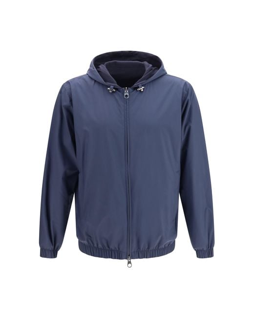 Loro Piana Blue Windmate Hooded Bomber for men
