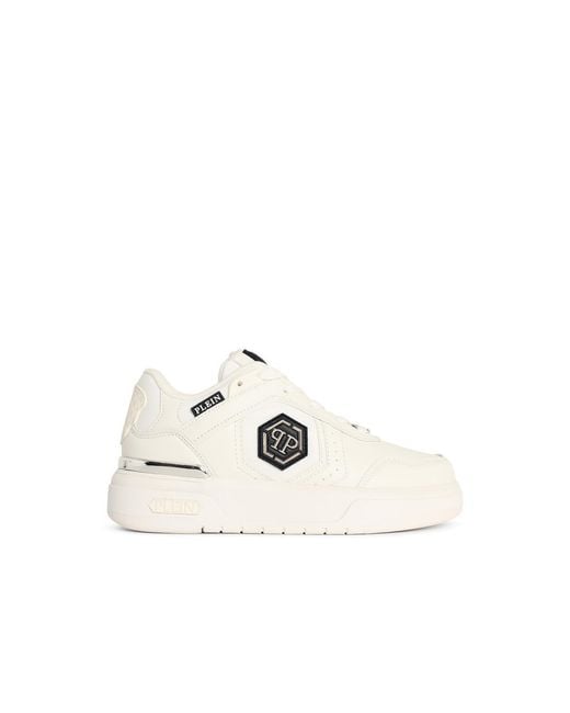 Philipp Plein White 'Sk8 R' Fabric Blend Sneakers