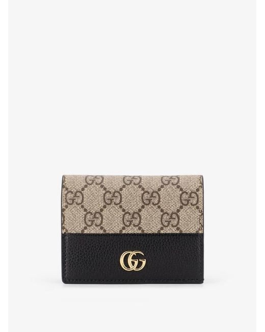 Gucci White Mini Wallet Leather And Gg Supreme Fabric Card Holder