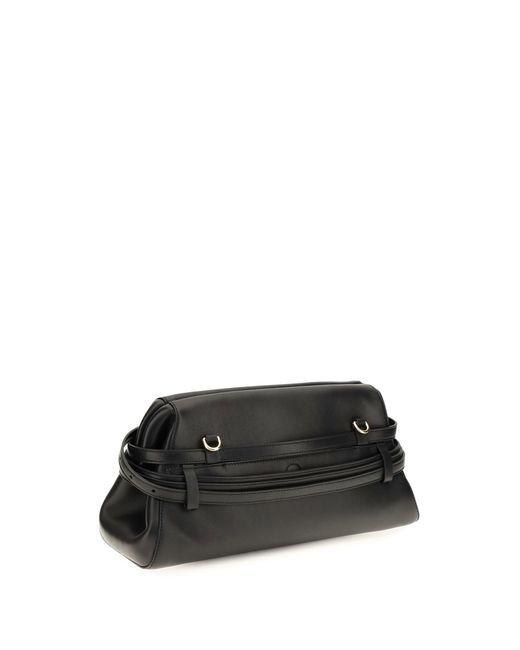 Moschino Black Leather Clutch With Buckle Detail