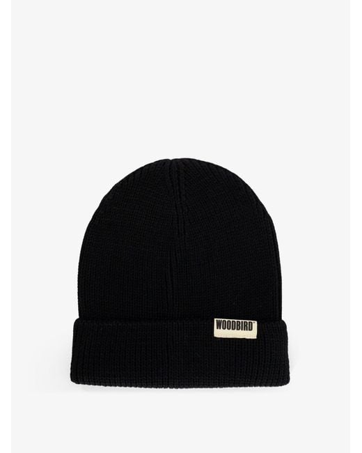 Woodbird Black Wbyupa Wool And Acrilic Beanie Hat for men