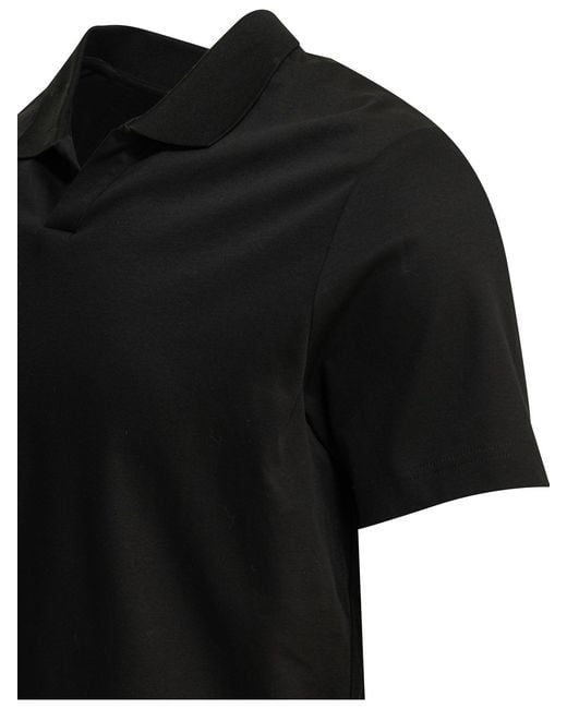 NN07 Black "Paul" Buttonless Polo Shirt for men