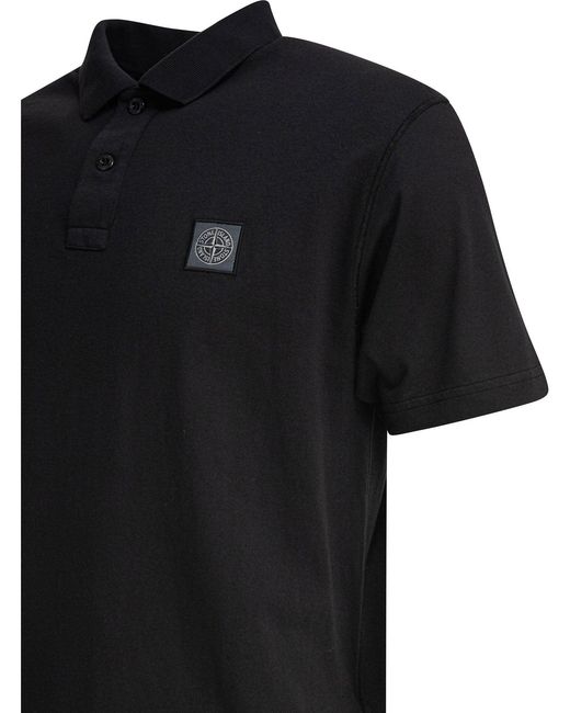 Stone Island Black Cotton Jersey Polo Shirt for men