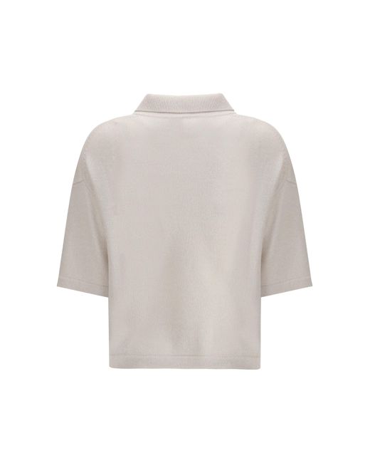 Allude White Polo-Neck Cashmere Sweater