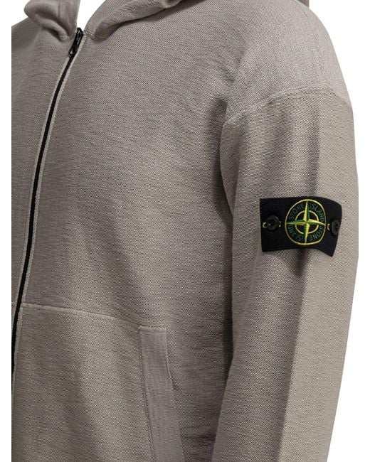 Stone Island Gray Zippered Hoodie for men