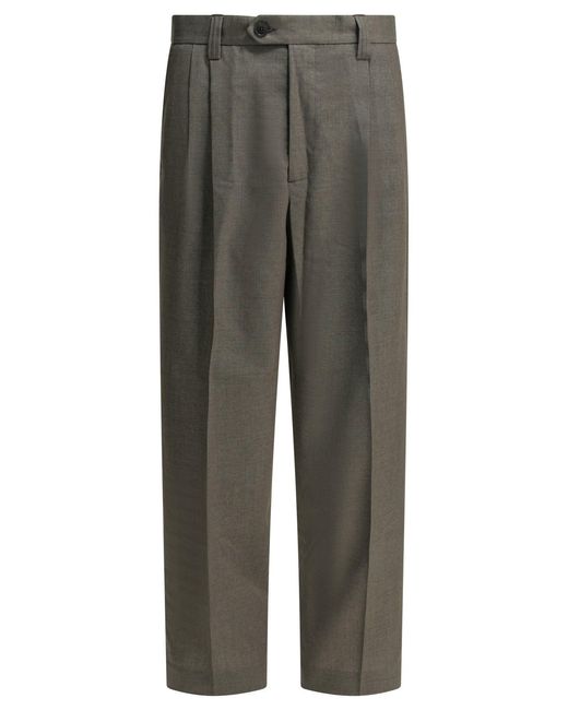 mfpen Gray Tailored Wool Pants for men