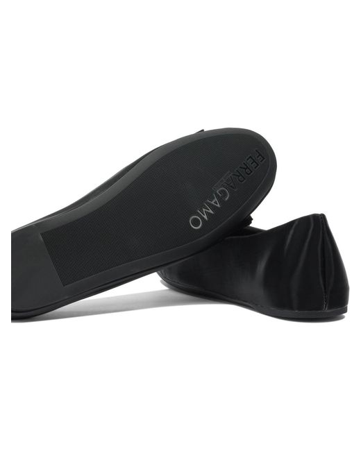Ferragamo Black Ballerinas