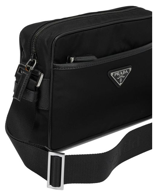 Prada Black Re-Nylon Saffiano Leather Shoulder Bag for men
