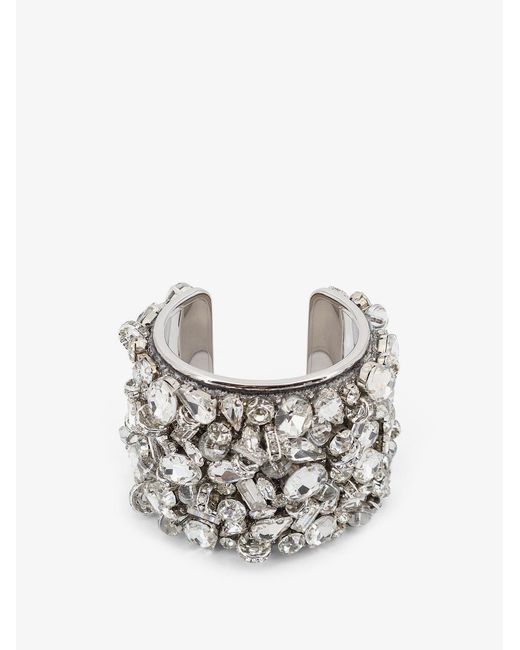 Dries Van Noten White Brass Bracelet With Crystals