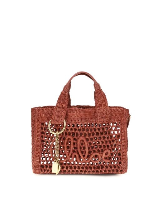 Chloé Red Chloé Small Summer Banana East-West Tote Bag