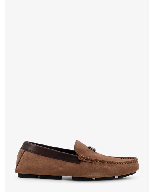 Dolce & Gabbana White Suede Loafer With Leather Inserts for men
