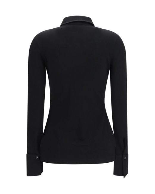 Totême Black Viscose Shirt High Cuffs