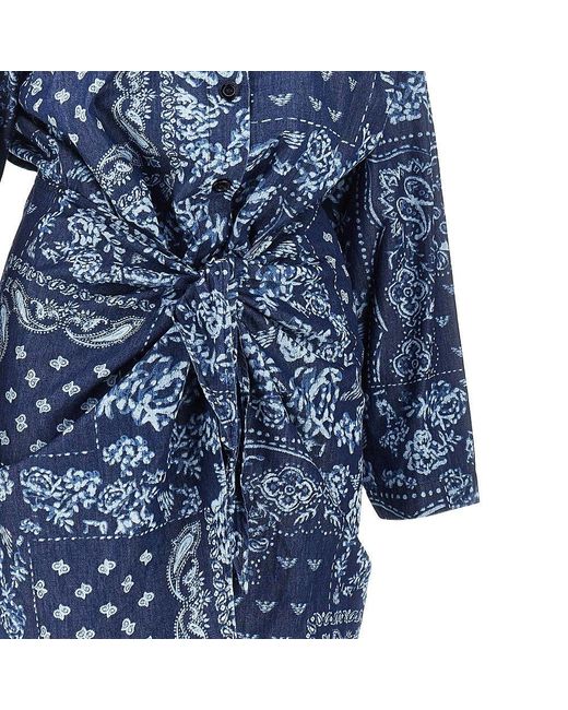 Emporio Armani Blue Bandana Print Chambray Mini Dress