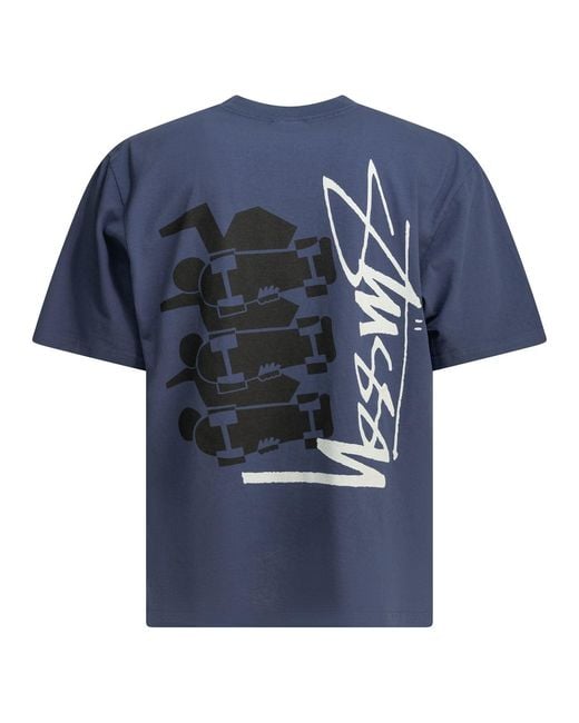 Stussy Blue Cotton T-Shirt for men