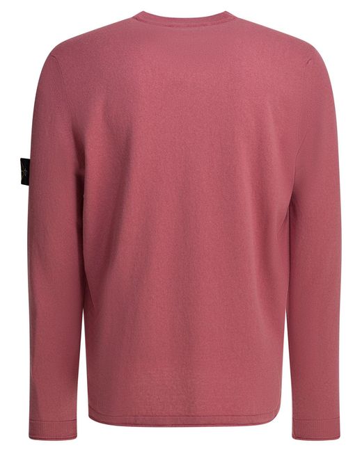 Stone Island Pink Crew-Neck Sweater Fuchsia for men