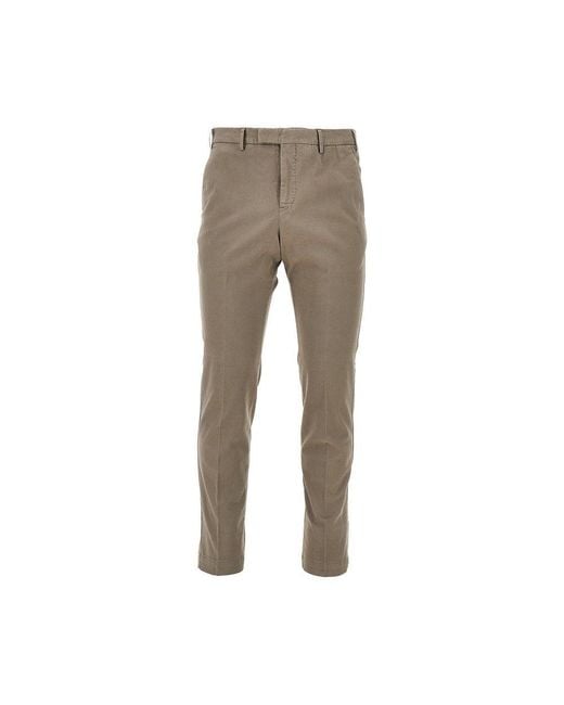 PT Torino Gray Stretch Gabardine Master Fit Pants for men