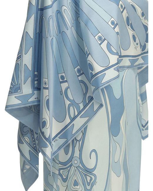 Emilio Pucci Blue "Orchid" Slip Dress With Shrug Cover-Up