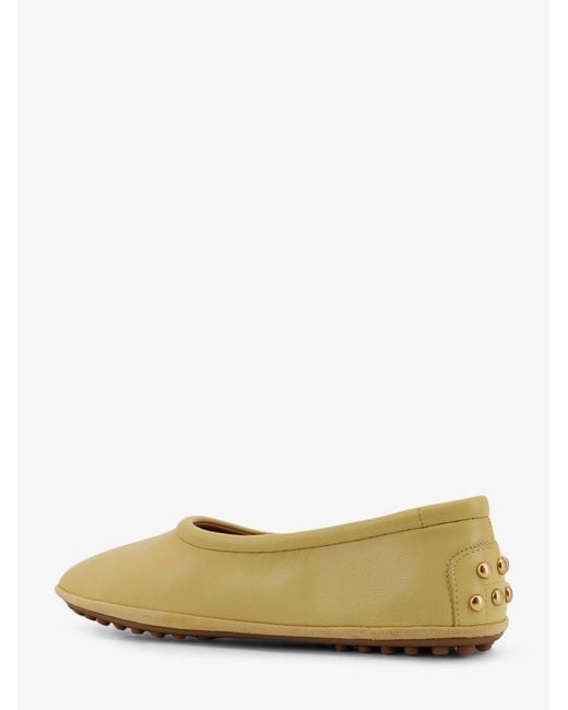 Tod's Natural Leather Ballerina With Gomminos Detail On The Back