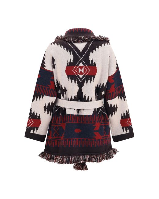 Alanui White Icon Jacquard Cardigan Canvas/Coffee