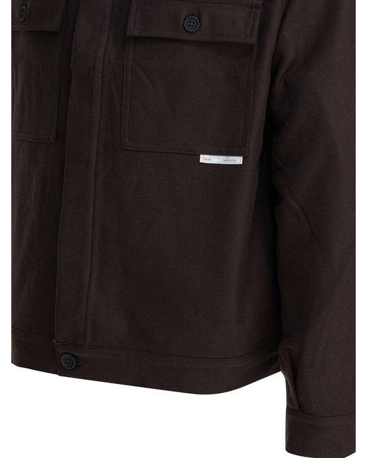 GR10K Black Wool Blend Overshirt Jacket Jackets And Coats