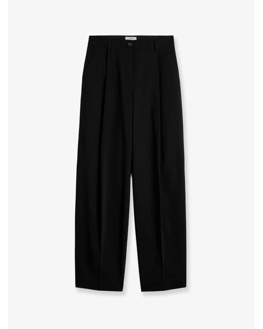 Totême Black Single Pleat Cotton Trousers