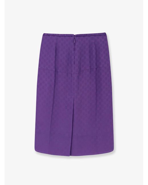 Gucci Purple Gg Jacquard Silk Skirt