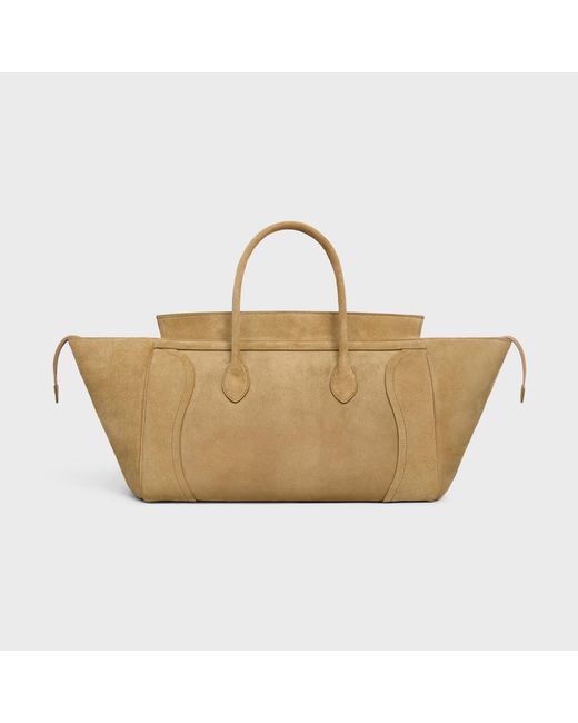 Céline Metallic "Luggage" Suede Handbag
