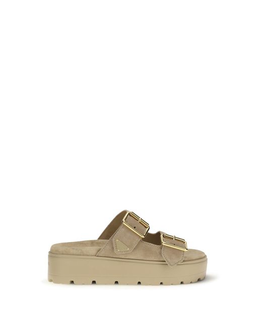 Prada Metallic Platform Sandals