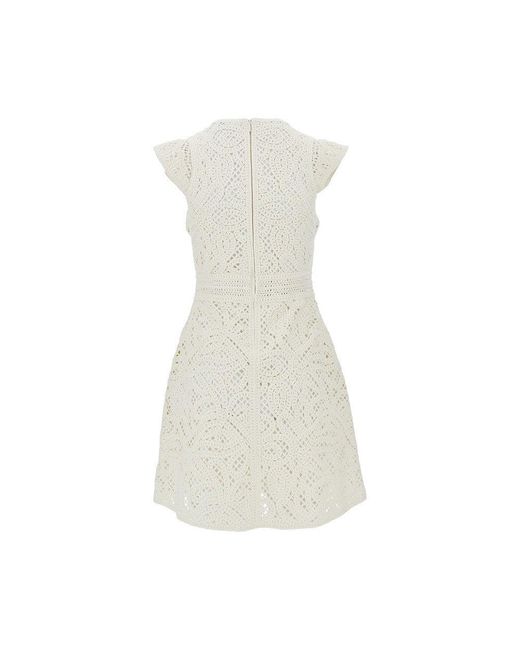 Emporio Armani White Cornely Embroidered Fabric Mini Dress