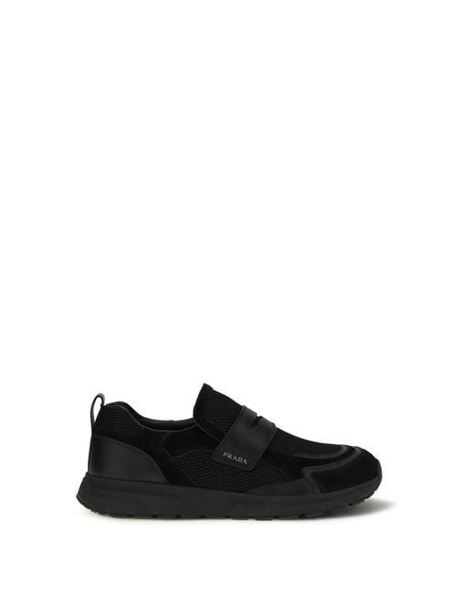 Prada Black Sport Mesh Loafers for men
