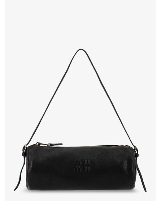 Miu Miu Black Mini Aviator Leather Shoulder Bag
