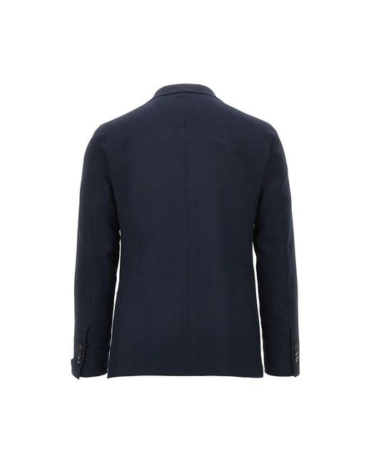 Tagliatore Blue Cotton And Wool Canvas Single-Breasted Jacket for men