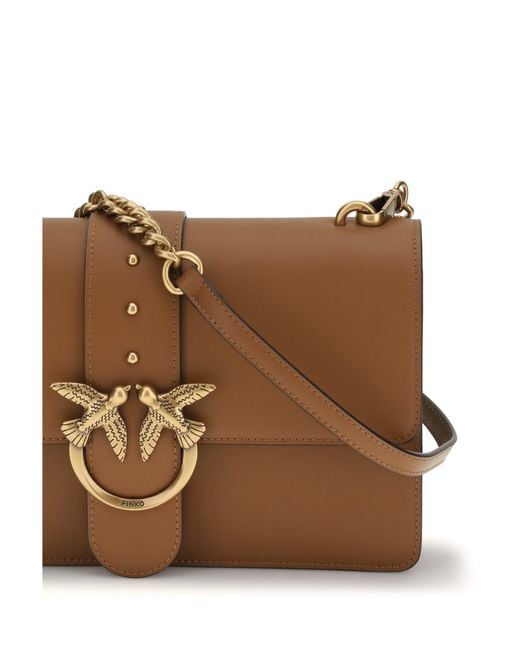 Pinko Brown Shoulder Bag One Simply Love Calf Leather