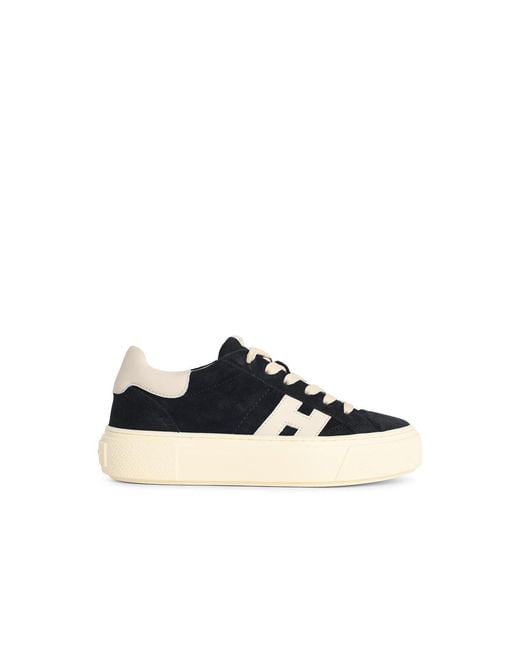 Hogan Black 'H705' Dark Leather Sneakers