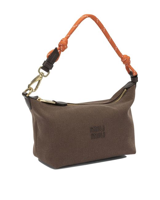 Miu Miu Brown Small Logo Shoulder Bag