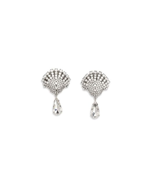 Alessandra Rich White Crystal Drop Earrings