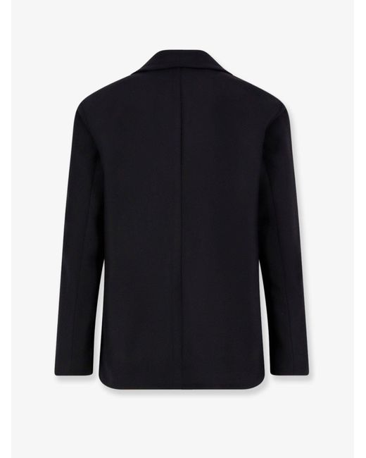 Hevò Black Trani Double-Breasted Wool Blend Coat for men