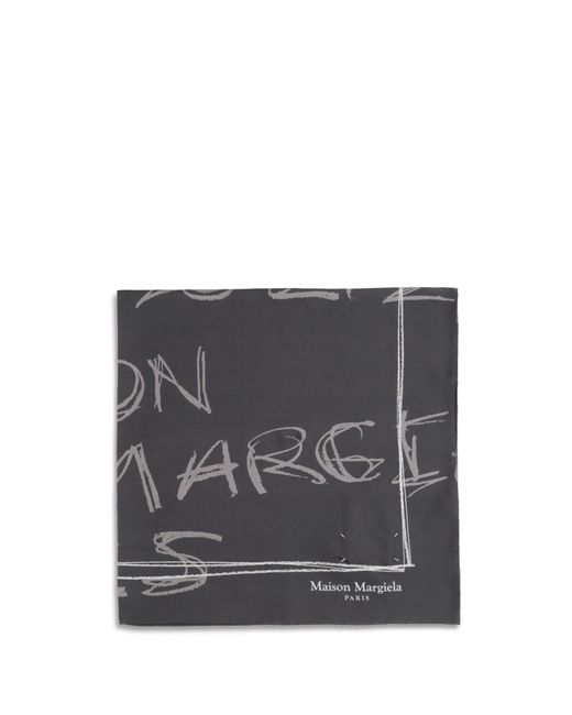 Margiela Gray Numerical Silk Scarf Graphite for men