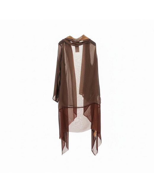 Alberta Ferretti Brown Silk Chiffon Dust Coat
