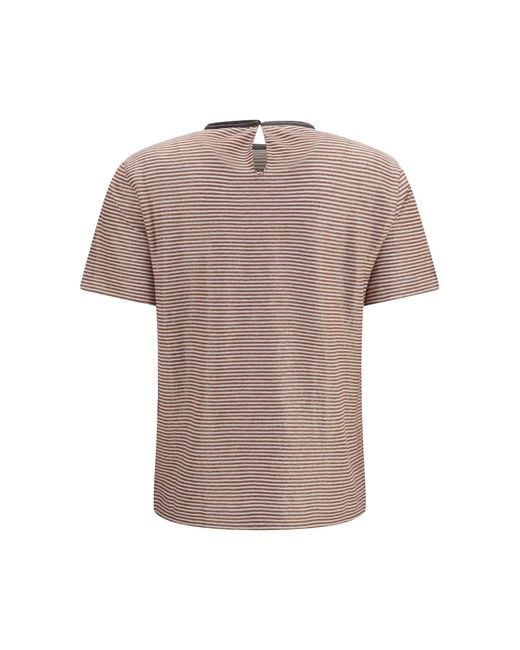 Brunello Cucinelli Pink Crewneck T-Shirt Linen