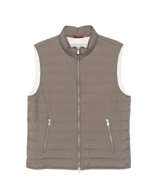 Brunello Cucinelli Gray Zippered Sleeveless Jacket for men