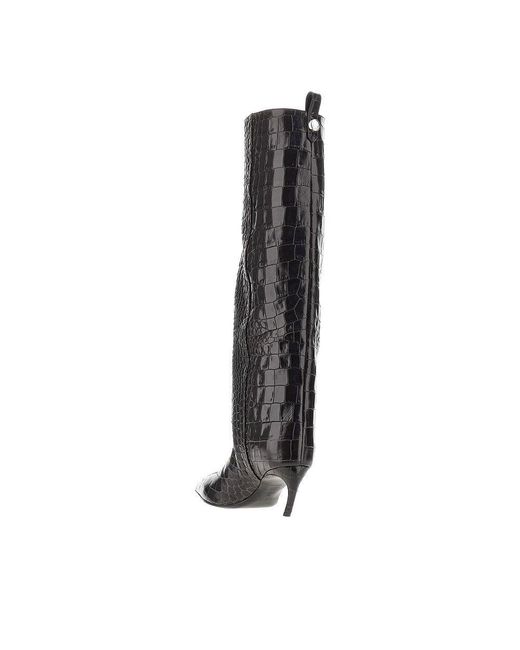 The Attico Black Croco-Embossed Leather 'Lea' Boots