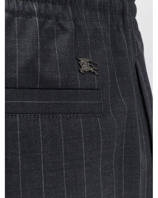 Burberry Blue Wool Trousers With Drawstring for men