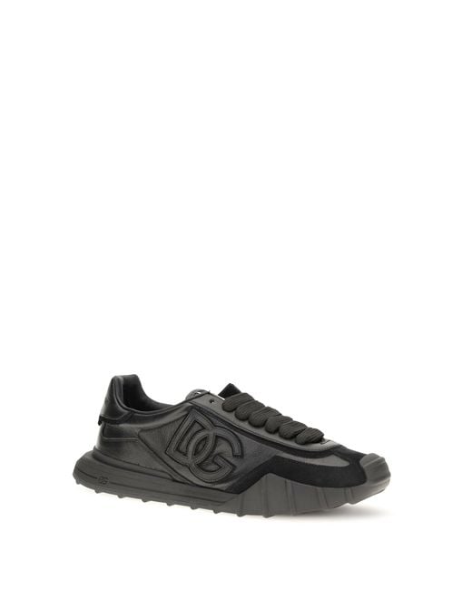 Dolce & Gabbana Black Dolce & Gabbana Athletic Fabric And Leather Sneakers for men