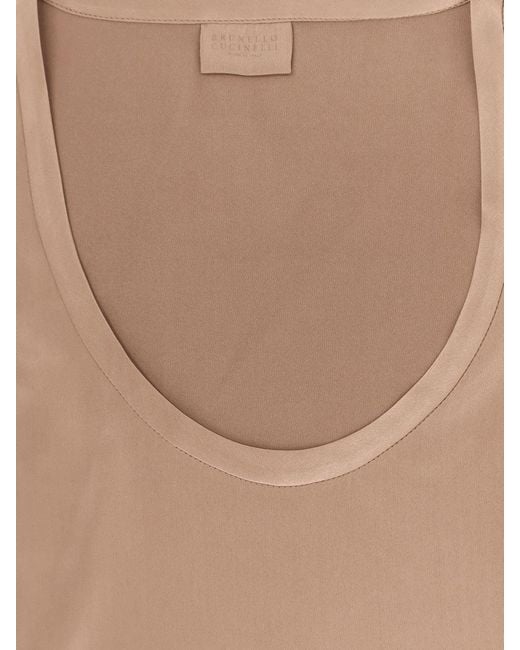Brunello Cucinelli Natural Stretch Silk Tank Top