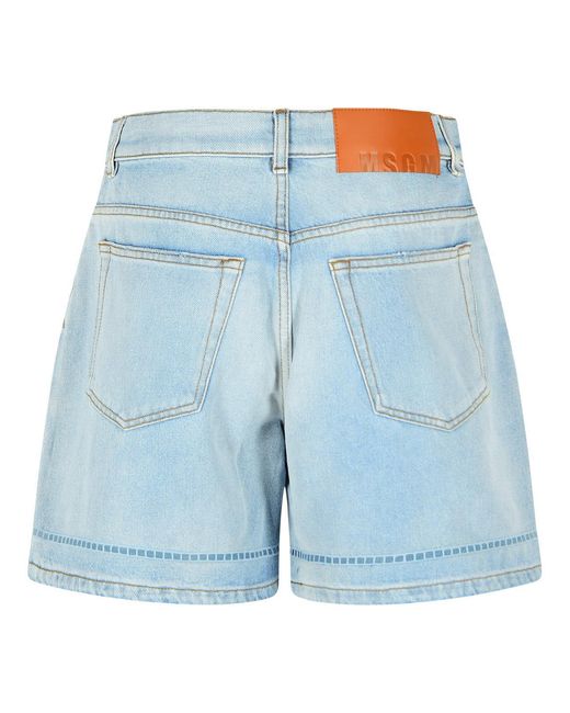 MSGM Blue Light Denim Shorts