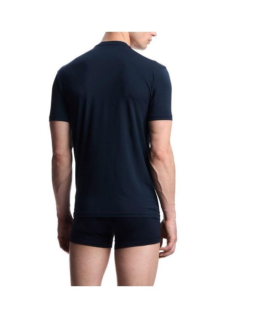 EA BODYWEAR Blue Stretch Modal Crewneck T-Shirt for men