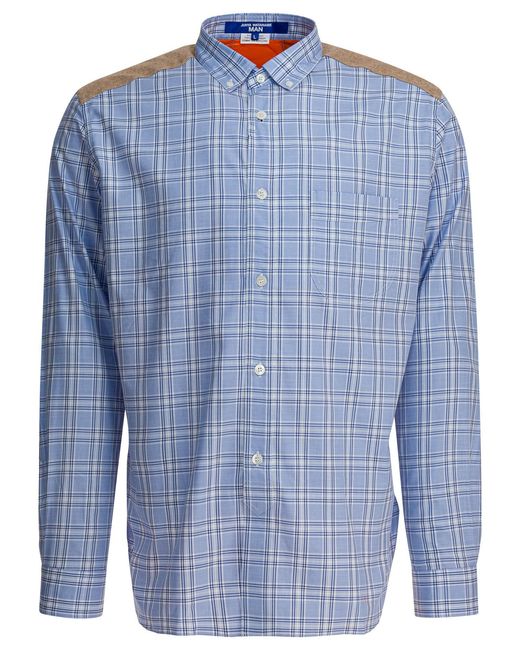 Junya Watanabe Blue Check Shirt With Quilted Inserts for men