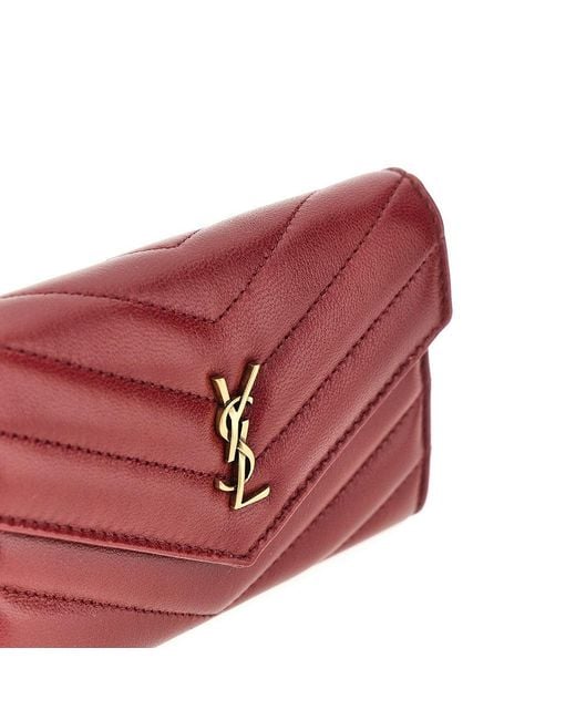 Saint Laurent Red Quilted Nappa Leather 'Cassandre' Wallet